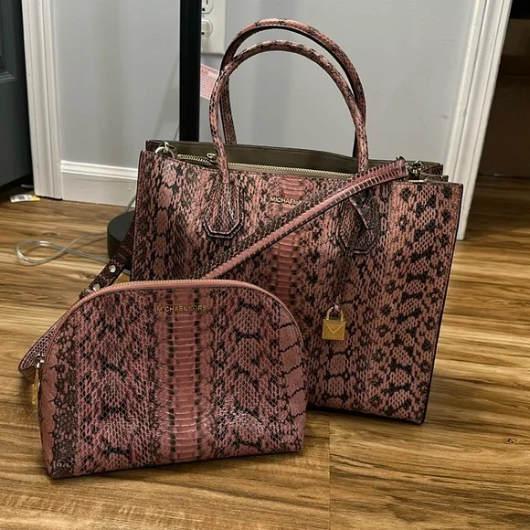 Kors Discount Michael Kors Mercer Large Snakeskin Tote Michael